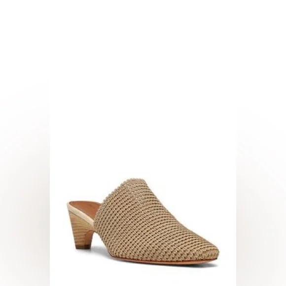 Donald J. Pliner Fenda Beige Tan Elastic Pointed Heel Mules - Picture 1 of 13